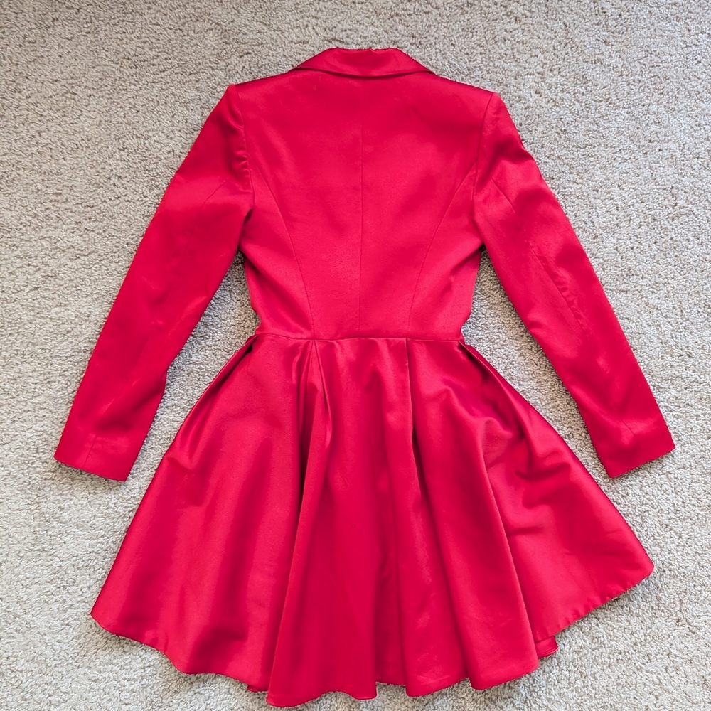 House of CB Red Simoneta Satin Tailored Jacket Mini Dress Size XS - Picture 5 of 16